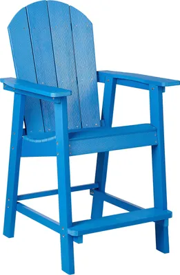 Immagine prodotto di BELIANI Sgabello da giardino in plastica blu imitazione legno resistente alle intemperie per esterni stile moderno