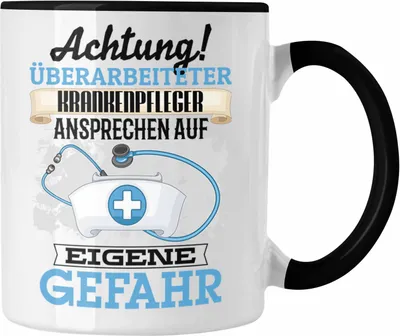 Produktbild von Trendation - Krankenpfleger Tasse Geschenk Lustiger Spruch Geschenkidee Kaffeebecher für Krankenpfleger Pflege (Schwarz)