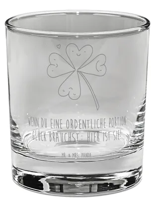 Produktbild von Mr. & Mrs. Panda Tumbler Glas Blume Kleeblatt - Transparent - Geschenk, Umzug, Jobwechsel, Glück, gravur, Motivation, Glücksbringer, Gin, Cocktailglas, für, Garten