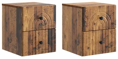 Image de Cabinet de chevet mural 2 pcs Bois ancien 33 x 34,5 x 40 cm