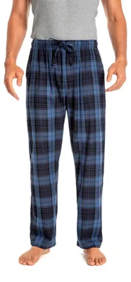Productafbeelding van Katoenen Pyjama Broek voor Mannen - Met Elastische Taille en Pockets - Flanel Zwart Blauw Ruit