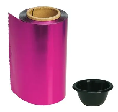 Produktbild von Strähnenfolie, Friseur Alufolie pink 100 m lang 12 cm breit + GRATIS Färbeschale