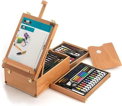 Imagen del producto de Silecomplaza: Set de caballetes con todos los materiales de pintura, 104 piezas