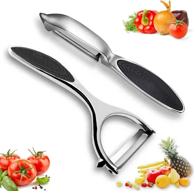 Produktbild von Schäler - 2Pcs Schäler Set Premium Edelstahl Y & I-förmiges Drehbares Gemüsemesser mit Scharfer Klinge und Rutschfestem Griff Kartoffelschäler Gemüse für Tomaten, Karotten, Obst