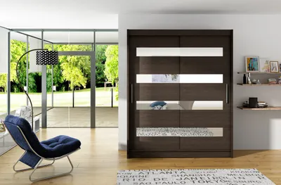 Produktbild von Geräumiger Kleiderschrank mit Spiegel Doris – Breite 150 cm, schoko