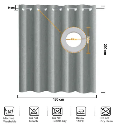 Immagine prodotto di Tenda da doccia, 180 x 200 cm, grigia, idrorepellente, lavabile, per bagno