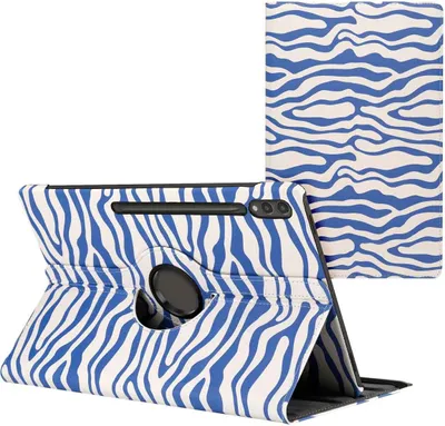 Produktbild von imoshion 360° drehbare Design Klapphülle Samsung Galaxy Tab S10 Ultra / Tab S9 Ultra - White Blue Stripes