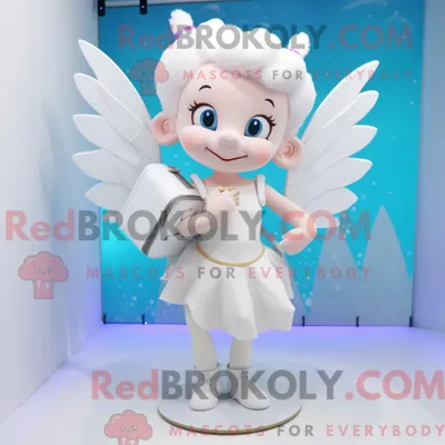 Obrázek produktu pro Postava REDBROKOLY maskota bílého Amora oblečená v tužkové sukni a batohu