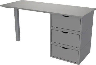 Image de Bureau en bois massif 3 tiroirs Cube - Gris
