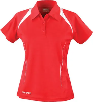 Produktbild von SPIRO S177F | Damen Team Spirit sports Poloshirt +Atmungsaktiv - Farbe: Red/White - Größe: M (38)