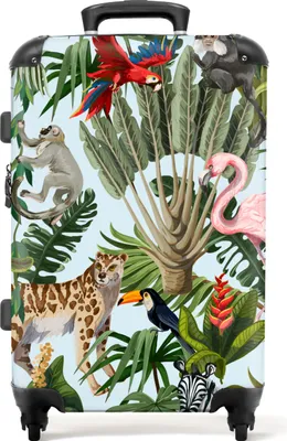 Obrázek produktu pro NoBoringSuitcases.com® Velký kufr - Jungle - Animals - Girls - Kids - Boys - Flamingo - Parrot - Combination Lock TSA - Hard Shell Trolley 4 Wheels - 72 litrů - Cestovní kufr - 66 cmKufr Medium 67x43x25 cm, 72L,