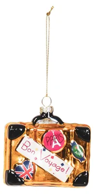 Produktbild von Xmas Hanger - Suitcase - Glass - Gold - 8,5x3,5x8cm