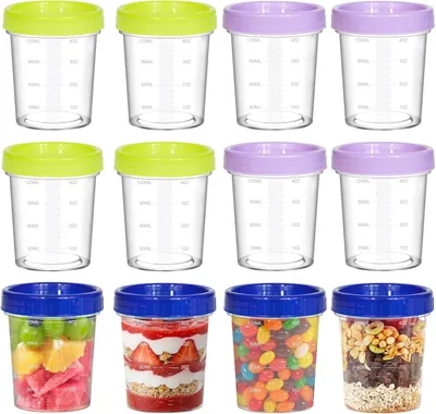 Image de Lot de 12 boîtes de conservation avec couvercle, contenance de 118 ml chacune, pour la cuisine