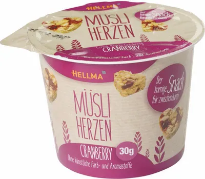 Obrázok produktu pre Hellma 70102202 Brusnicové müsli srdiečka 30 x 30 g