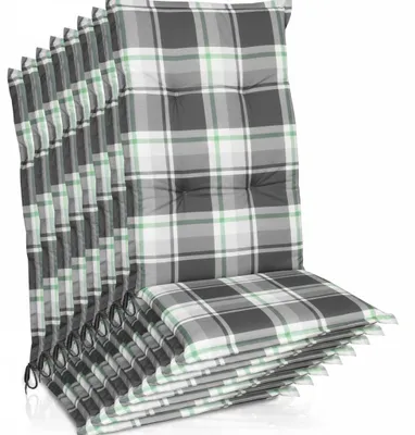 Produktbild von Beautissu 8er Set Hochlehner Auflagen Set 120x50 cm Polster Mintgrün Kariert