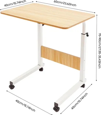 Produktbild von Höhenverstellbarer Laptoptisch - Rollbarer Notebooktisch - Höhe 70–90 cm - Tischplatte 40×40 cm - MDF - Traglast 10 kg - Freistehend - Mobil
