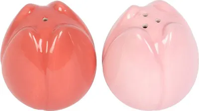 Produktbild von Something Different - Tulpe-Salz- und Pfefferstreuer, Keramik SD10775 (Einheitsgröße) (Pink/Orange)