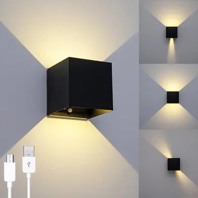 Image de Applique murale LED réglable Unyqoos® avec détecteur de mouvement, batterie USB-C 3600 mAh, 3000 K/6 W, sans fil – fixation magnétique pour intérieur