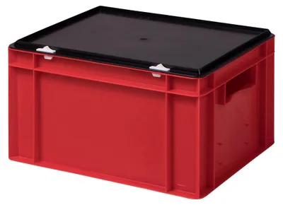 Produktbild von Stabile Aufbewahrungsbox mit Deckel, Kunststoffkiste in verschiedenen Farben und Größen
