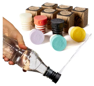 Produktbild von CuloClean Hand-WC-Bidet, hergestellt in Spanien, tragbares Bidet, kompatibel mit jeder Plastikflasche, Sanitär- oder Reisedusche, aufsteckbarer Stöpsel (6 Stück, 6 Farben)