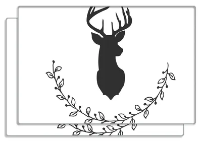 Produktbild von Wallario Frühstücksbrettchen 2er Set aus Glas, je 20 x 30 cm, mit rutschfesten Füßen, Motiv Schwarze Hirsch Silhouette mit Zweigen - schwarz weiß