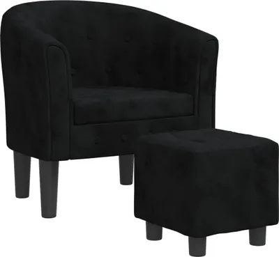 Imagen del producto de Sillón de club con reposapiés, color negro, tapizado en terciopelo (vidaXL)