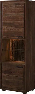Produktbild von MASSIVMOEBEL24.DE Vitrine Akazie 58x40x180 dunkelbraun lackiert BARK #202