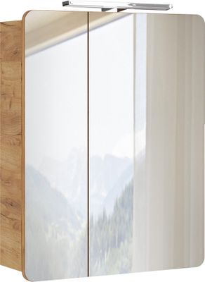 Spiegelschrank 60 cm mit LED Beleuchtung LUTON-56 Wotan Eiche Nb. Nb. B/H/T ca. 60/75-80/16 cm