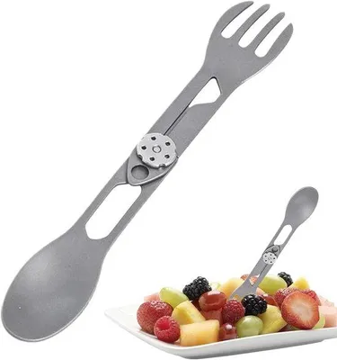 Produktbild von Famanu Spork 2-in-1 - Faltbares Besteck für Outdoor-Aktivitäten - Silber