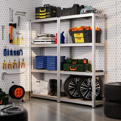 Image de MONZANA® 2x Étagère charge lourde métallique 4 tablettes 170x75x30 cm Charge max 280 kg Étagère rangement stockage garage