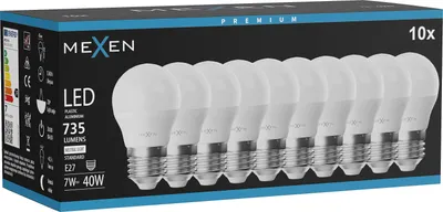 Obrázok produktu pre Mexen Nova 10x LED žiarovka E27, G45, 7W, neutrálna - 4000K, 735 lm - L101-E27-0740-01x10
