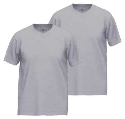 Produktbild von 2er Pack Götzburg T-Shirts kurzarm V-Neck, Farbe:Grau, Größe:L, Artikel:-2er Pack V-NECK grau-mittel-melange