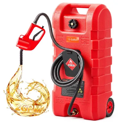 Obrázok produktu pre Palivový vozík VEVOR, 56,78 l, kanister na palivo s gravitačným režimom a ručným čerpadlom, kanister na benzín, 3 m prívodná hadica a ručné čerpadlo