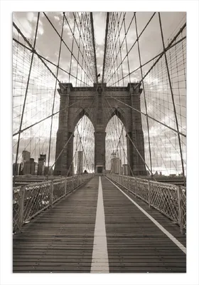 Produktbild von Wallario Wandbild Brooklyn Bridge in New York, Größe: 61 x 91,5 cm, Poster mit rahmenlosen Bildhalter