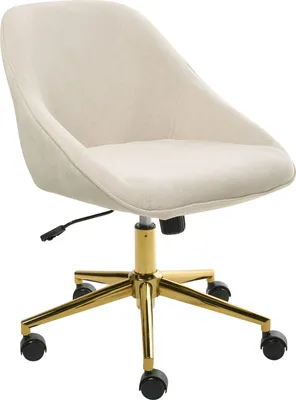 Produktbild von BELIANI Bürostuhl Hellbeige Samtbezug Bremsbare Rollen Gasdruckfeder Höhenverstellbar Drehbar Ohne Armlehnen Modern Drehstuhl Arbeitshocker