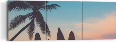 Produktbild von Bild auf Leinwand - Leinwandbild - Strand Meer Palme - 120x40cm - Wand Bild - Wanddeko - Wandbilder - Leinwanddruck - Bilder - Kunstdruck - Wanddekoration - Leinwand bilder - Wandkunst - CA120x40-4080