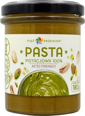 Obrázok produktu pre PISTÁCIOVÁ PASTA BEZ PRIDANÝCH CUKROV, BEZLEPKOVÁ 180 g - PÄŤ PREMEN