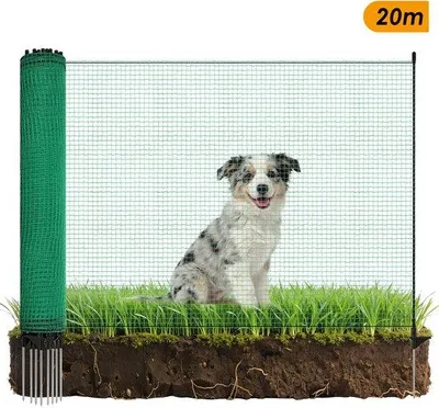 Obrázok produktu pre Zelená ohrada na chov zvierat 115 x 2000 cm – s kolíkmi a izolovanými svorkami – flexibilný výbeh pre sliepky alebo králiky