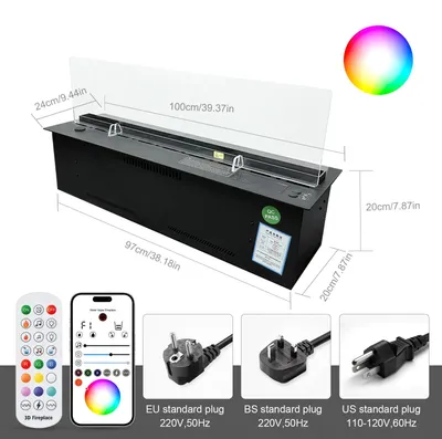 Image de Diffuseur d'arômes - Cheminée électrique - Cheminée à vapeur d'eau - Humidificateur - Éclairage d'ambiance pour cheminée