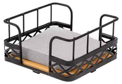 Productafbeelding van Bremermann servettenhouder voor servetten van 25x25 cm, gemaakt van bamboe met metalen rand.
