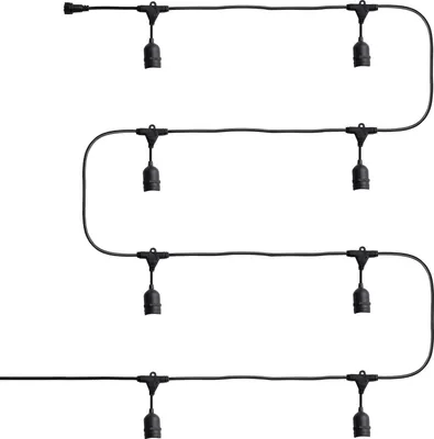 Produktbild von Girlande Aussen mit 8 E27 Lampenfassungen 5.5m Schwarz IP65 Schwarz