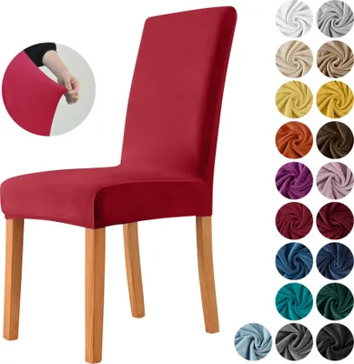 Produktbild von MEBLE ODNOWA, Stuhlhusse, Samt-Stuhlbezug, Standardgröße, Samt, Rot, Velours, Elastisch, Stuhlbezüge, Stuhlhussen, Maschinenwaschbar