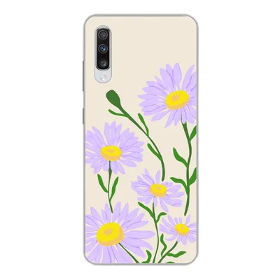 Produktbild von MuchoWow® Handyhülle Schutzhülle Hülle für Samsung Galaxy A70 Blume - Lila - Minimalismus Silikon Softcase Handy Hülle - Schutzhaube - Geburtstag Teenager