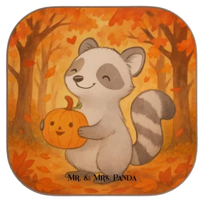 Produktbild von Mr. & Mrs. Panda Tischschoner Waschbär Kürbis Design - Weiß - Geschenk, Dekoration, Halloween, Süßes Sonst Gibt's Saures, gläseruntersetzer, Teeuntersetzer, Coaster, Deko