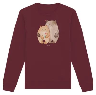 Produktbild von Mr. & Mrs. Panda Baumwoll Pullover Bären Liebe Größe L - Burgundy - Geschenk, Sweatshirt, Verknallt, Freundin, Sweater, Pulli, Bio-Pullover, Kuscheln, Verlobung, Blume