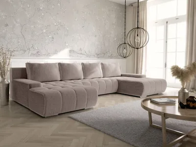 Produktbild von Intenso Ecksofa U mit Schlaffunktion Velutti U Premium, Cremig