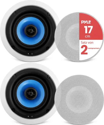 Image de Pyle Wall / Plafonniers - Enceintes doubles encastrables pour plafond, étagère & mur - Enceintes Bluetooth 250 watts - Stéréo robuste à 2 voies en blanc