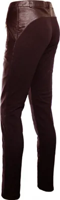 Produktbild von Damen Lederhose aus Lammnappa Leder Legging mit Elasthan, Farbe:Dunkelbraun, Größe:44/2XL