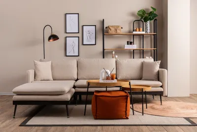 Produktbild von Hanah Home, Reya - Cream, Ecksofa, 100 % METALL, Creme, 55 x 160 x 43 cm