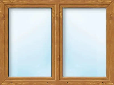 Produktbild von ARON Basic+ Kunststofffenster 2 Flügelig (Dreh/Dreh-Kipp) mit beweglichem Pfosten (Stulp) 125x155 cm Golden Oak (Förderf